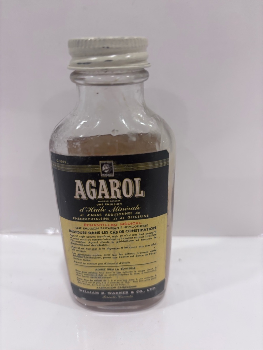 Vintage agarol physicians trial size bottle William R Warner Toronto Ontario - Picture 4 of 5
